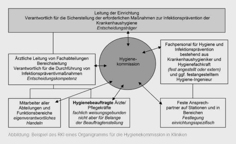 Beispiel des RKI eines Organigramms für die Hygienekommission in Kliniken