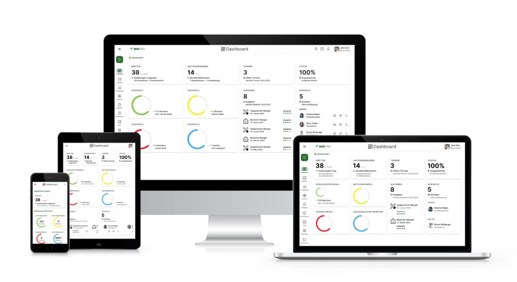 Biotec Monitoring System Dashboard auf verschiedenen Geräten
