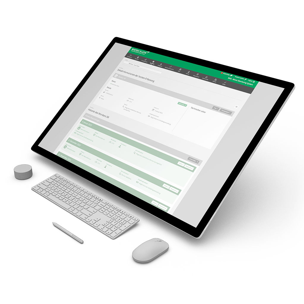 Screenshot der Nutzeroberfläche des Biotec Monitoring System
